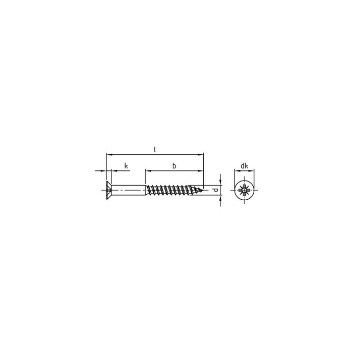 Houtschroef verzonken Pozidriv 4,5 x 60 mm DIN 7997 RVS A2-50 PZ2 (200 stuks) main product photo