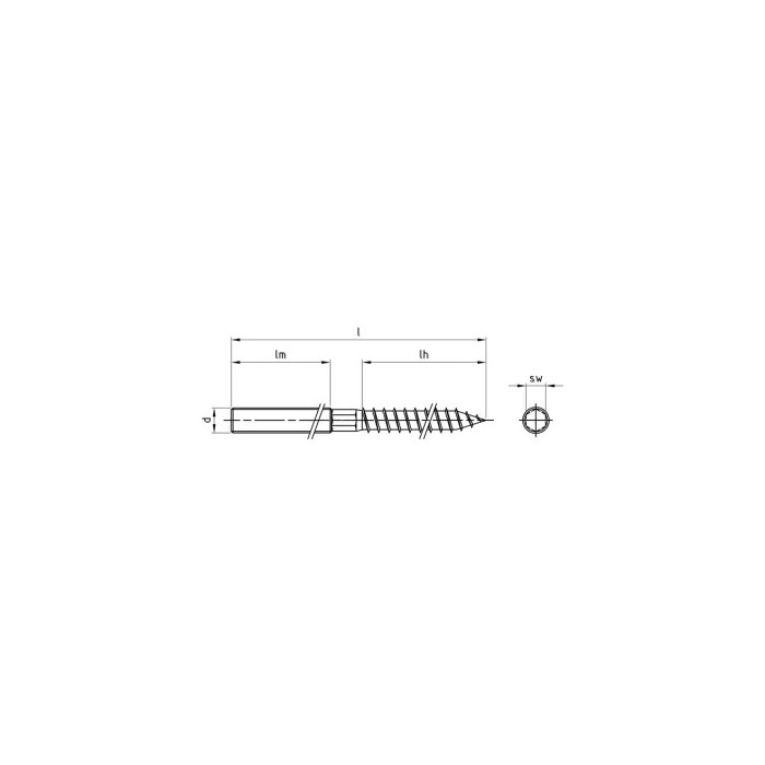 Stokschroef M12 x 350 mm Art. 9082 RVS A2-50 (50 stuks) main product photo