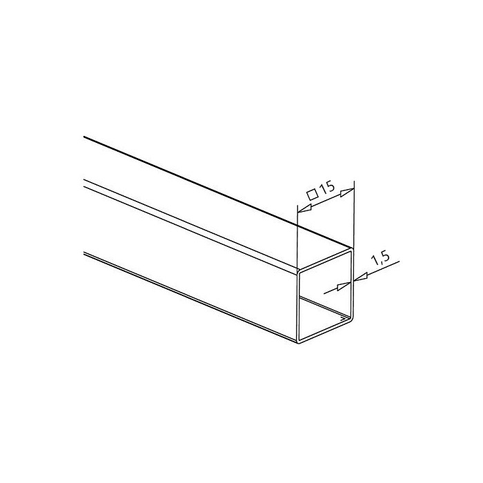 RVS koker 15 x 15 x 1,5 mm RVS-304 K320 geslepen main product photo