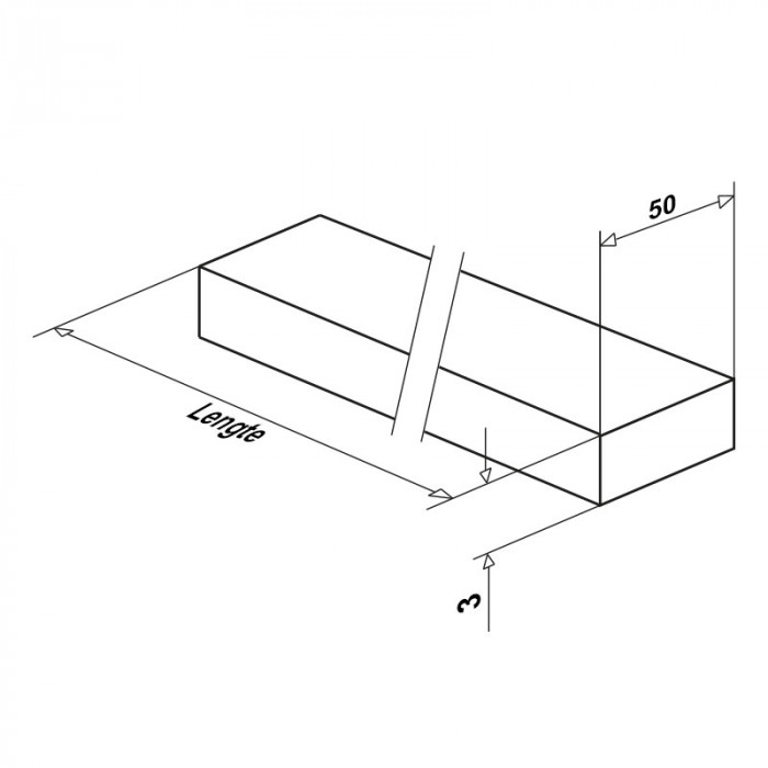 RVS strip 50 x 3 mm RVS-304 geslit onbewerkt main product photo