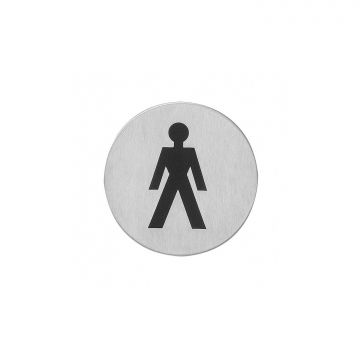 Intersteel Pictogram herentoilet zelfklevend rond rvs geborsteld