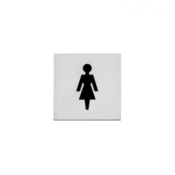 Intersteel Pictogram damestoilet zelfklevend vierkant rvs geborsteld