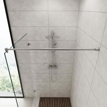 Douchewand stabilisatie set, 90°, Ø 19 mm, L = 1250 mm, voor glasdikte 6 – 10 mm, model 6020, glanzend