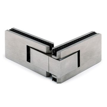 Glasdeurscharnier, verstelbaar Genie glas/glas 90° RVS-304 mat geslepen