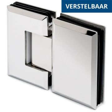 Glasdeurscharnier, verstelbaar Tatum glas/glas Glas 180° RVS-304 glanzend gepolijst