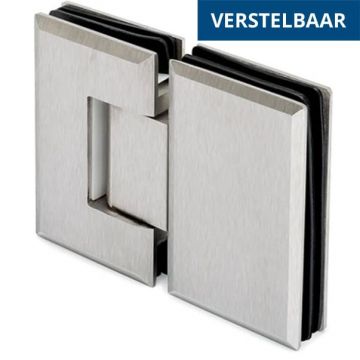 Glasdeurscharnier, verstelbaar Tatum glas/glas Glas 180° RVS-304 mat geslepen