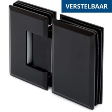 Glasdeurscharnier, verstelbaar Tatum glas/glas Glas 180° RVS-304 zwart