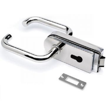 Glasdeurloopslot met krukken voor glasdikte 8 - 10 mm RVS-304 glanzend gepolijst model 2210