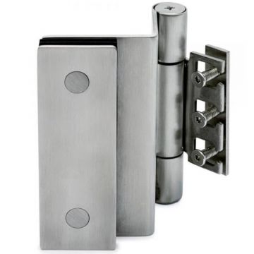 Glasdeurscharnier glas/metalen kozijn voor glasdikte 8 - 12 mm RVS-304 mat geslepen model 2703