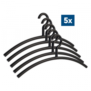 5x-Kledinghanger-15mm,-open-oog,-kunststof,-zwart