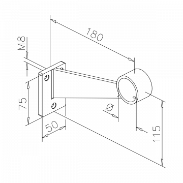Voetsteun Sygrid voor buis Ã˜ 38,1 mm zamak zwart