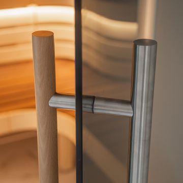 Deurgreep voor sauna, Beukenhout binnen Gittan Ø 19,0 mm 300 mm RVS-304 glanzend gepolijst