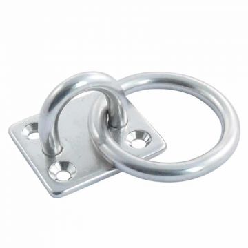 Dekplaat met ring, 40x35 mm, RVS-316