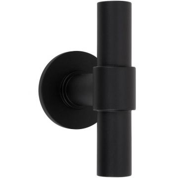 Set massieve glasdeurknoppen op rozet Piet Boon ONE PBT100G mat zwart gecoat