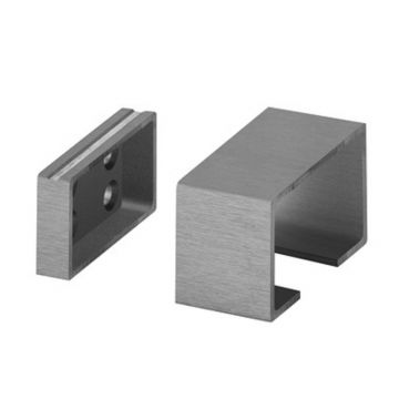 Muurflens voor aluminium u-profielbuis 65 x 40 mm, aluminium, RVS-look