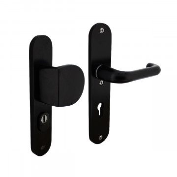 Intersteel Veiligheidsbeslag SKG*** greep/kruk profielcilinder 72 mm met kerntrekbeveiliging aluminium zwart