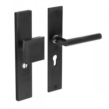Intersteel Veiligheidsbeslag kerntrekbeveiliging profielcilindergat rechthoekig mat zwart 55 mm voordeurbeslag RVS-304