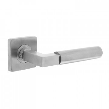 Intersteel Deurkruk Bau-stil op vierkant rozet rvs geborsteld