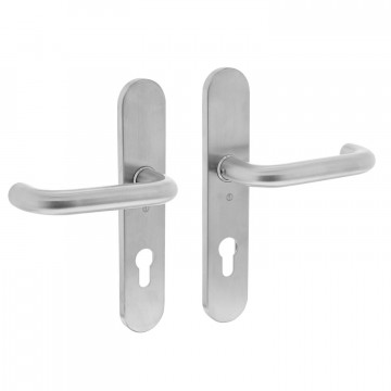 Intersteel Deurkruk Rond op schild profielcilindergat 72 mm rvs geborsteld