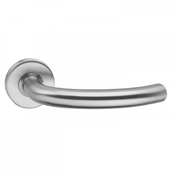 Intersteel Deurkruk half rond geveerd op rozet ˜52x10 met ring rvs geborsteld
