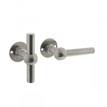 Intersteel Deurkruk L/T Bol met ronde rozet 42x2 mm rvs geborsteld