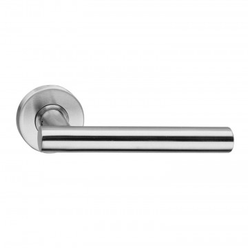 Intersteel Deurkruk Staf geveerd op rozet ˜53x10 met ring rvs geborsteld