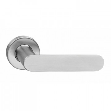 Intersteel Deurkruk Massief strak-elegant geveerd op rozet 53x10 met ring rvs geborsteld