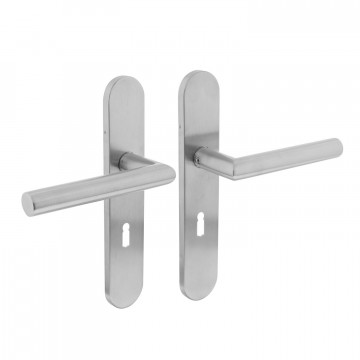 Intersteel Deurkruk Hoek 90° op op schild sleutelgat 56 mm rvs geborsteld