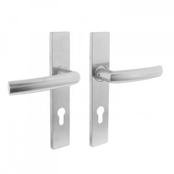 Intersteel Deurkruk Blok op rechthoekig schild profielcilindergat 72 mm rvs geborsteld