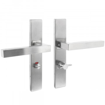 Intersteel Deurkruk Vierkant op rechthoekig schild toilet-/badkamersluiting 63 mm rvs geborsteld