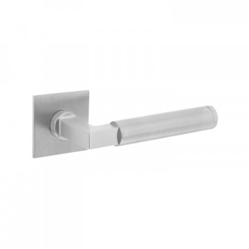 Intersteel Deurkruk Bau-stil op vierkant magneet rozet rvs geborsteld