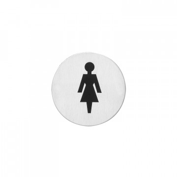 Intersteel Pictogram damestoilet zelfklevend rond rvs geborsteld