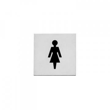Intersteel Pictogram damestoilet zelfklevend vierkant rvs geborsteld