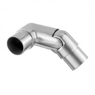 Hoekverbinder 0 tot 70 graden voor buis 48,3 x 2,0 mm verstelbaar RVS-304 mat geslepen model 0318