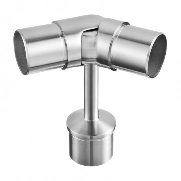 Railingsteun met knie 48,3 x 2,0 mm voor ligger 48,3 mm RVS-316 mat geslepen model 0737