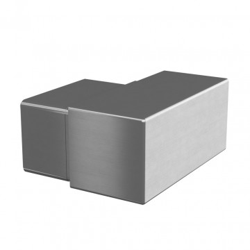 Muurflens 90 graden rechts voor U-profielbuis 60 x 40 mm vast RVS-316 mat geslepen model 6508