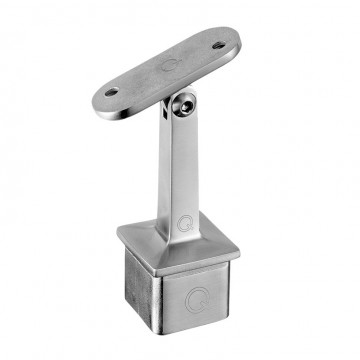 Railingsteun 40 x 40 x 2,0 mm voor vlakke ligger RVS-304 mat geslepen model 4718