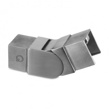 Hoekverbinder 25 tot 55 graden omhoog voor buis 40 x 40 mm verstelbaar RVS-304 mat geslepen model 6342