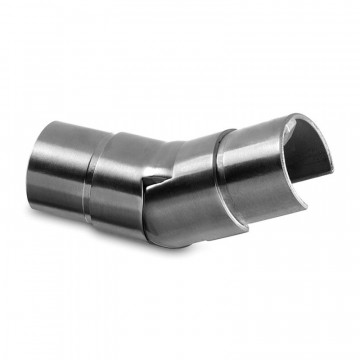 Hoekverbinder 25 tot 55 graden omhoog voor buis 30 x 1,5 mm verstelbaar RVS-304 mat geslepen model 6332