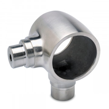 Opschuifsteun met 2 uitg. 90° Rochella voor buis Ø 38,1 mm zamak RVS look