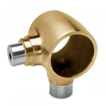 Opschuifsteun met 2 uitg. 90Â° Rochella voor buis Ã˜ 38,1 mm zamak messing mat