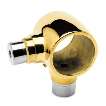Opschuifsteun met 2 uitg. 90Â° Rochella voor buis Ã˜ 38,1 mm zamak messing