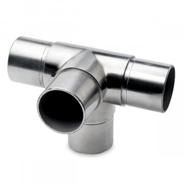 T-fitting met 1 uitg. 90° Armande voor buis Ø 38,1 mm zamak RVS look