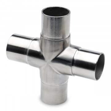 Kruisfitting Marinke voor buis Ø 38,1 mm zamak RVS look