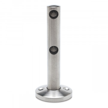 Dubbele eindsteun voor montage op hout Abra voor staf 6 mm zamak RVS look