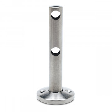Dubbele middensteun voor montage op hout Almas voor staf 6 mm zamak RVS look
