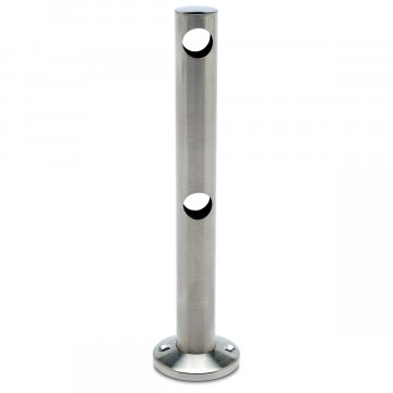 Dubbele middensteun voor montage op hout Almas voor staf 10 mm zamak RVS look