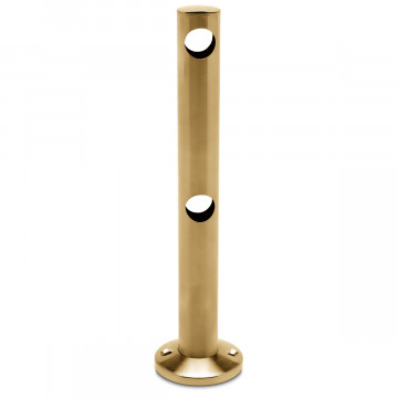 Dubbele middensteun voor montage op hout Almas voor staf 10 mm zamak messing mat
