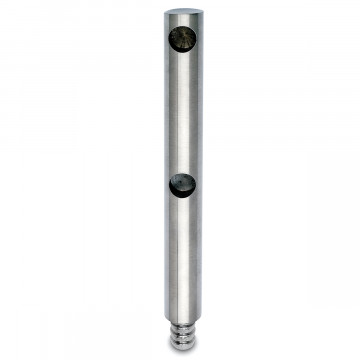 Dubbele eindsteun voor montage op hout Johna voor staf 10 mm zamak RVS look