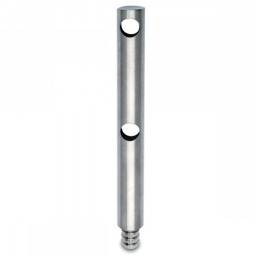 Dubbele middensteun voor montage op hout Leentje voor staf 10 mm zamak RVS look